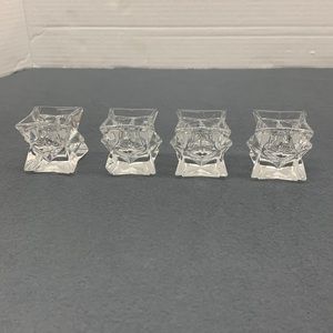 Vintage Start Shaped Crystal Candle Holder Set of 4